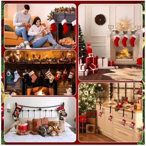 4 Pack Christmas Stockings Holder Hanger,Metal Hooks for Hanging Christmas Decor - Picture 7 of 7